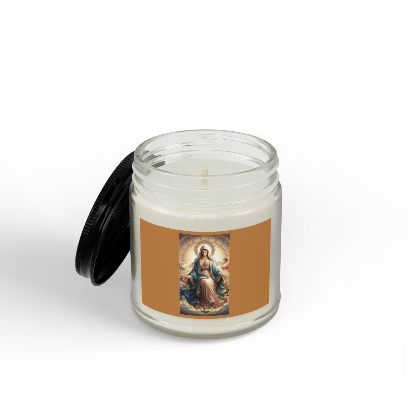 Virgin Mary Soy Candle — 4oz & 9oz Scented Jar with Black Lid