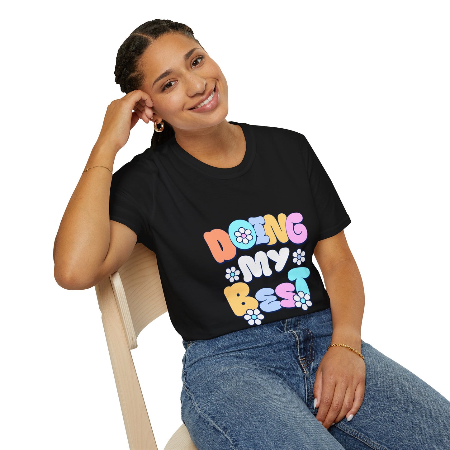 Retro Floral "Doing My Best" T-Shirt