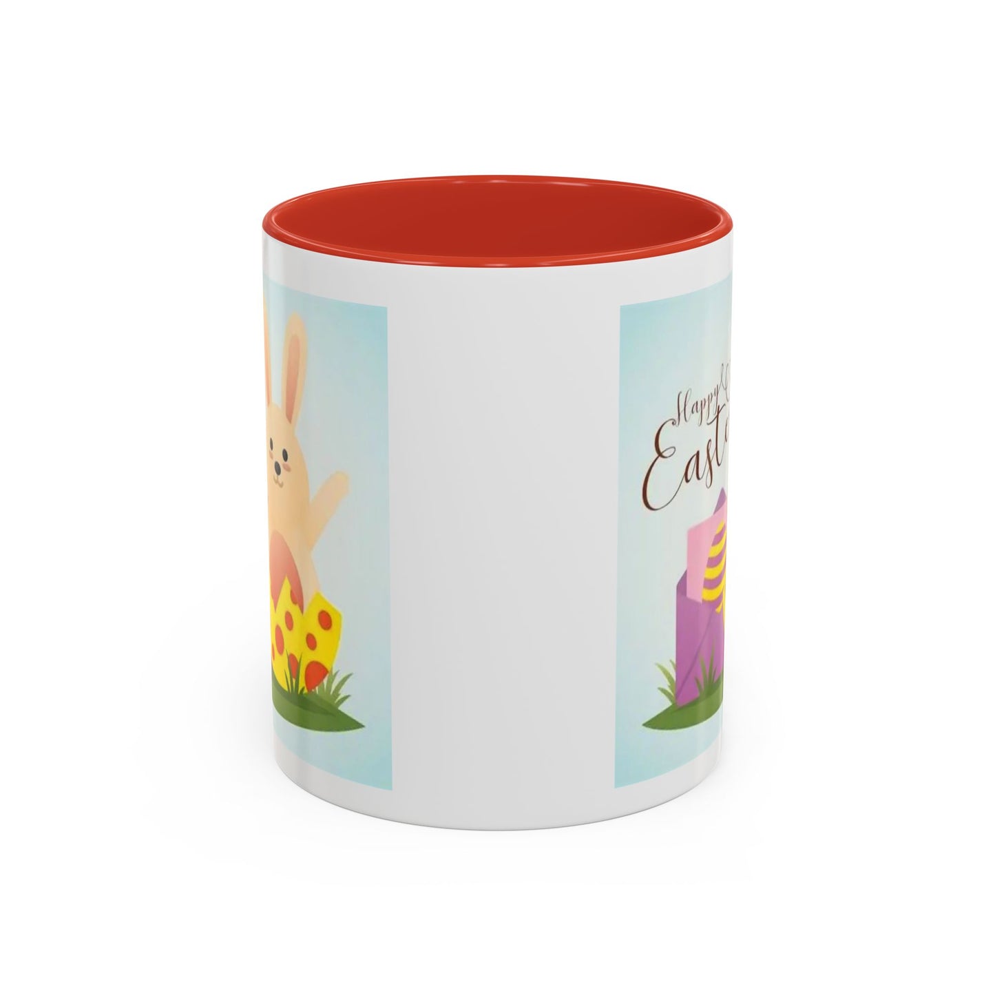 Easter Bunny Accent Coffee Mug – "Happy Easter" Spring Bunny & Egg Design (11/15oz)