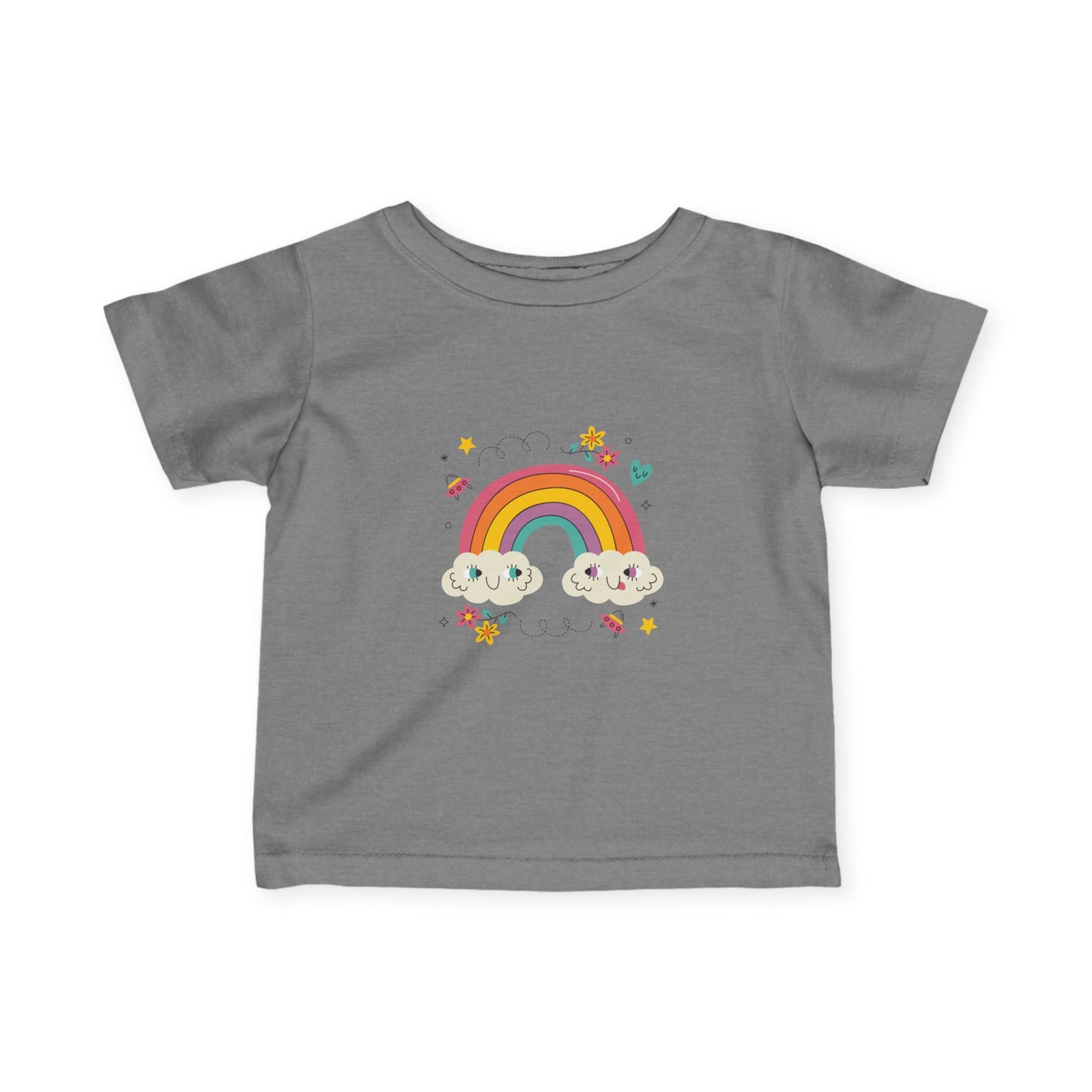 Infant Rainbow Tee – Cute Smiling Clouds & Stars Baby Shirt