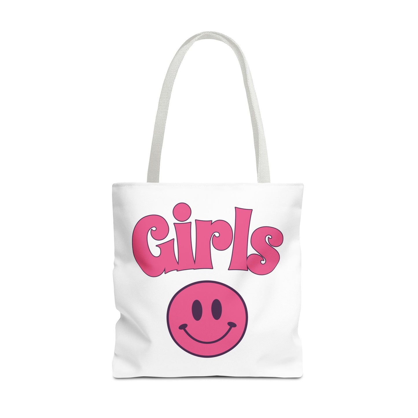 Girls Pink Smile Tote Bag — Cute Retro Smiley Shopper