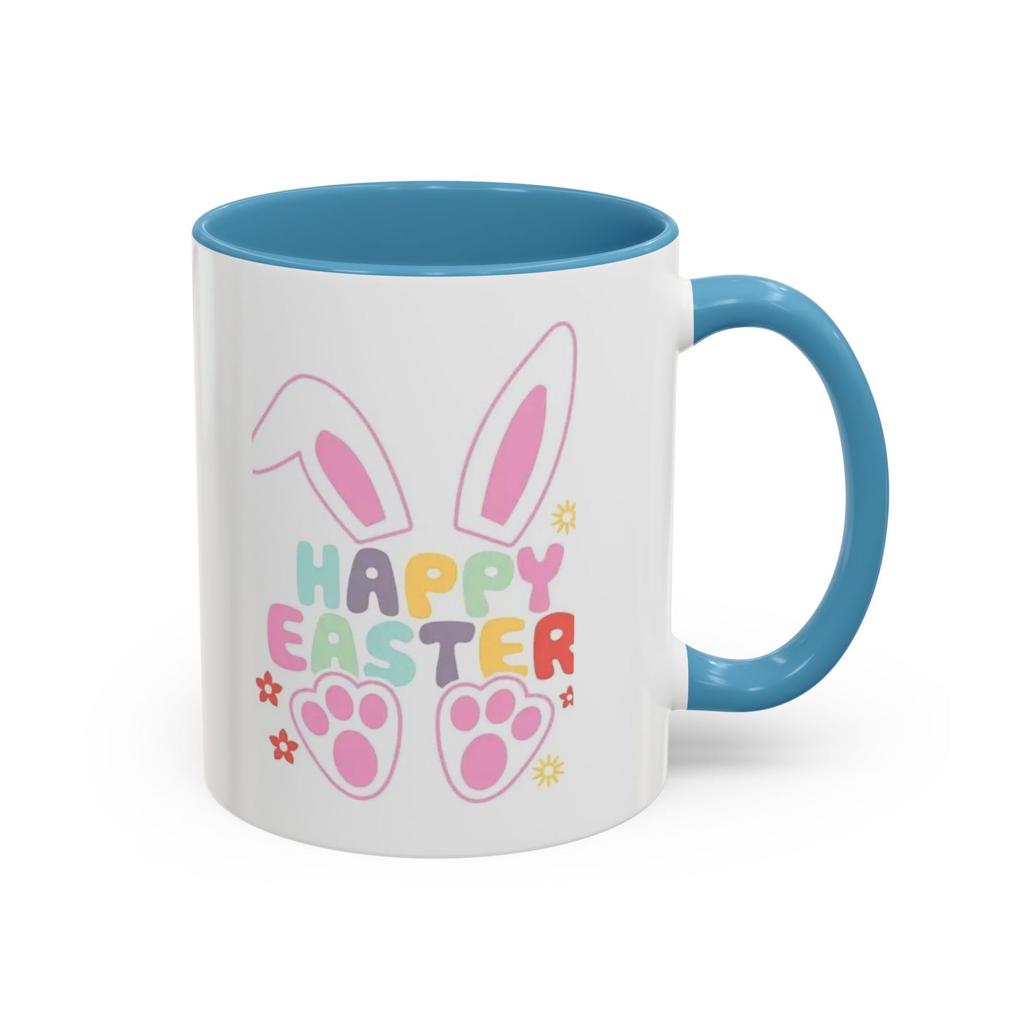 Happy Easter Bunny Accent Coffee Mug — Pink Interior 11/15oz