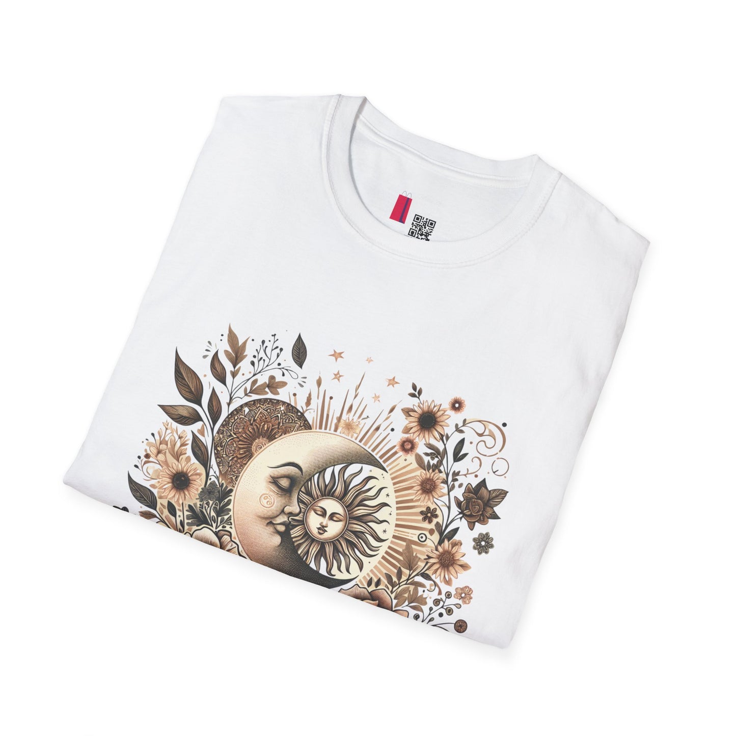 Celestial Sun & Moon Floral T-Shirt — Vintage Boho Astrology Tee