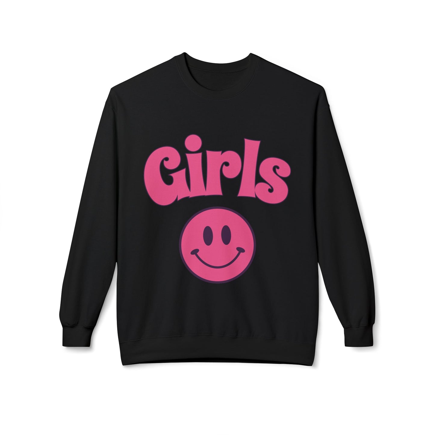 Girls Smiley Crewneck Sweatshirt – Retro Pink Logo