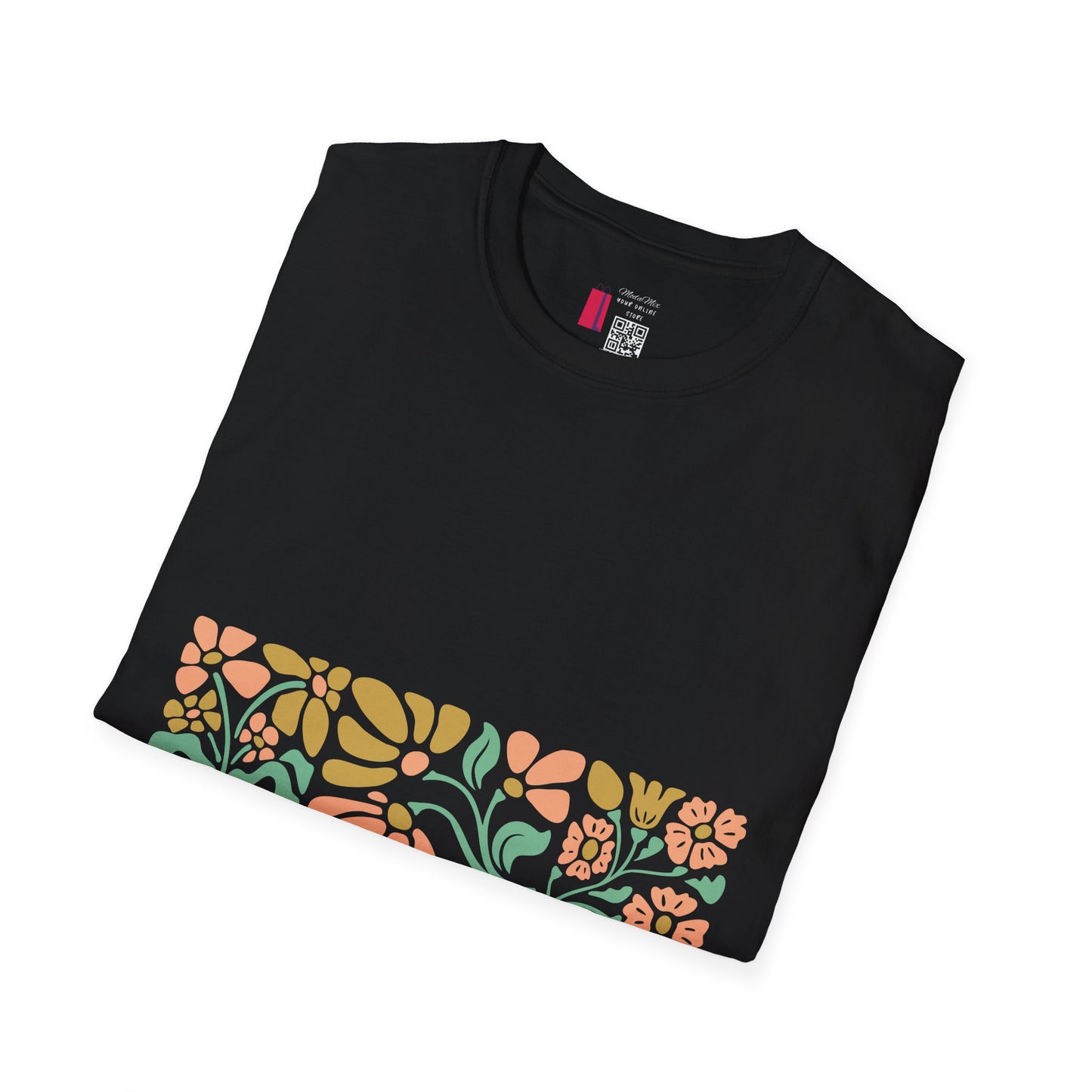 Floral Meadow T-Shirt — Pastel Botanical Stripe Tee