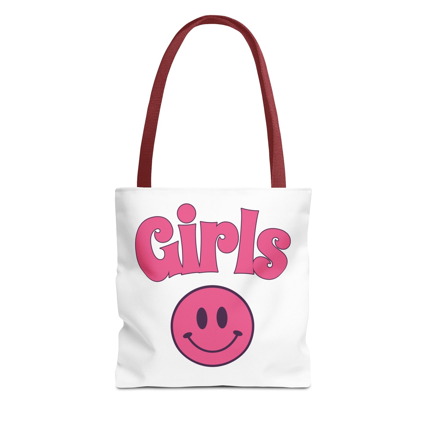Girls Pink Smile Tote Bag — Cute Retro Smiley Shopper