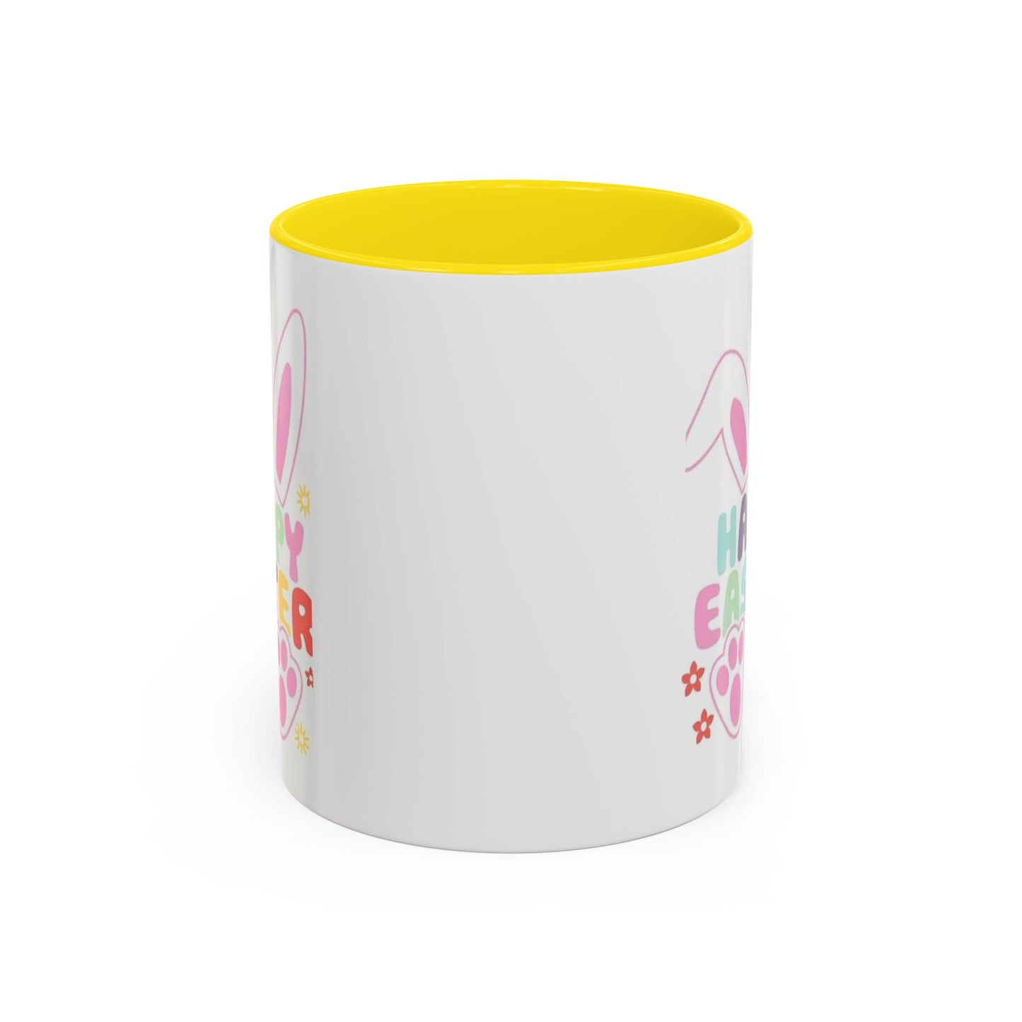Happy Easter Bunny Accent Coffee Mug — Pink Interior 11/15oz