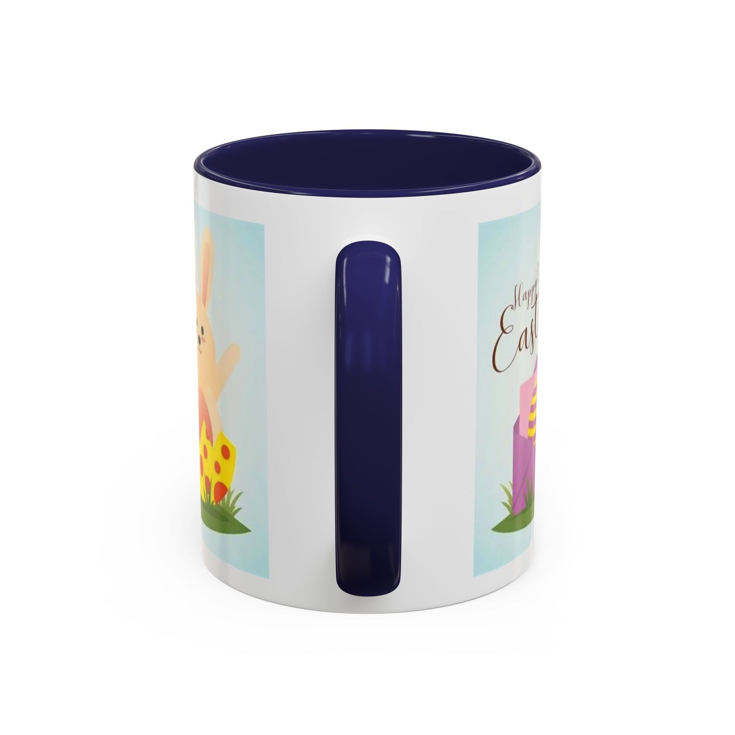 Easter Bunny Accent Coffee Mug – "Happy Easter" Spring Bunny & Egg Design (11/15oz)