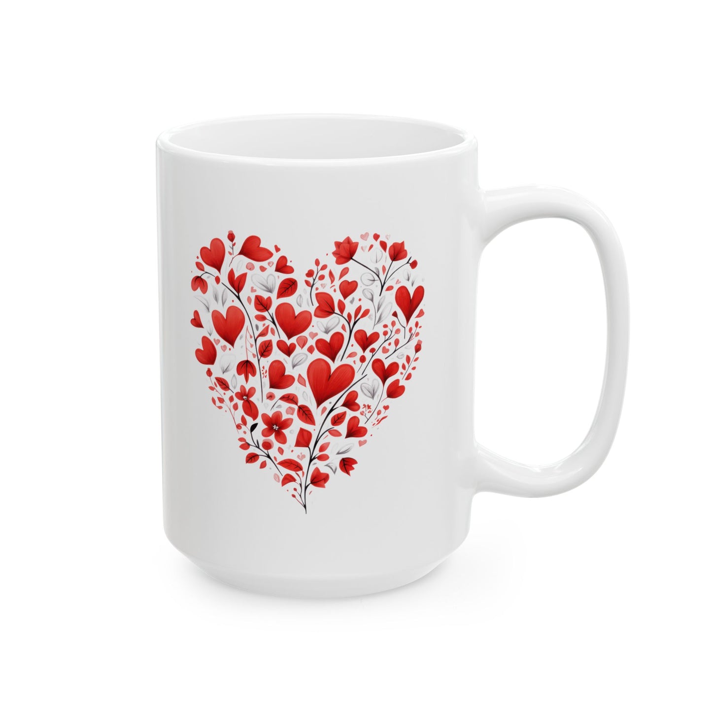 Valentine Heart Pattern Ceramic Mug — Romantic Love Gift (11oz & 15oz)