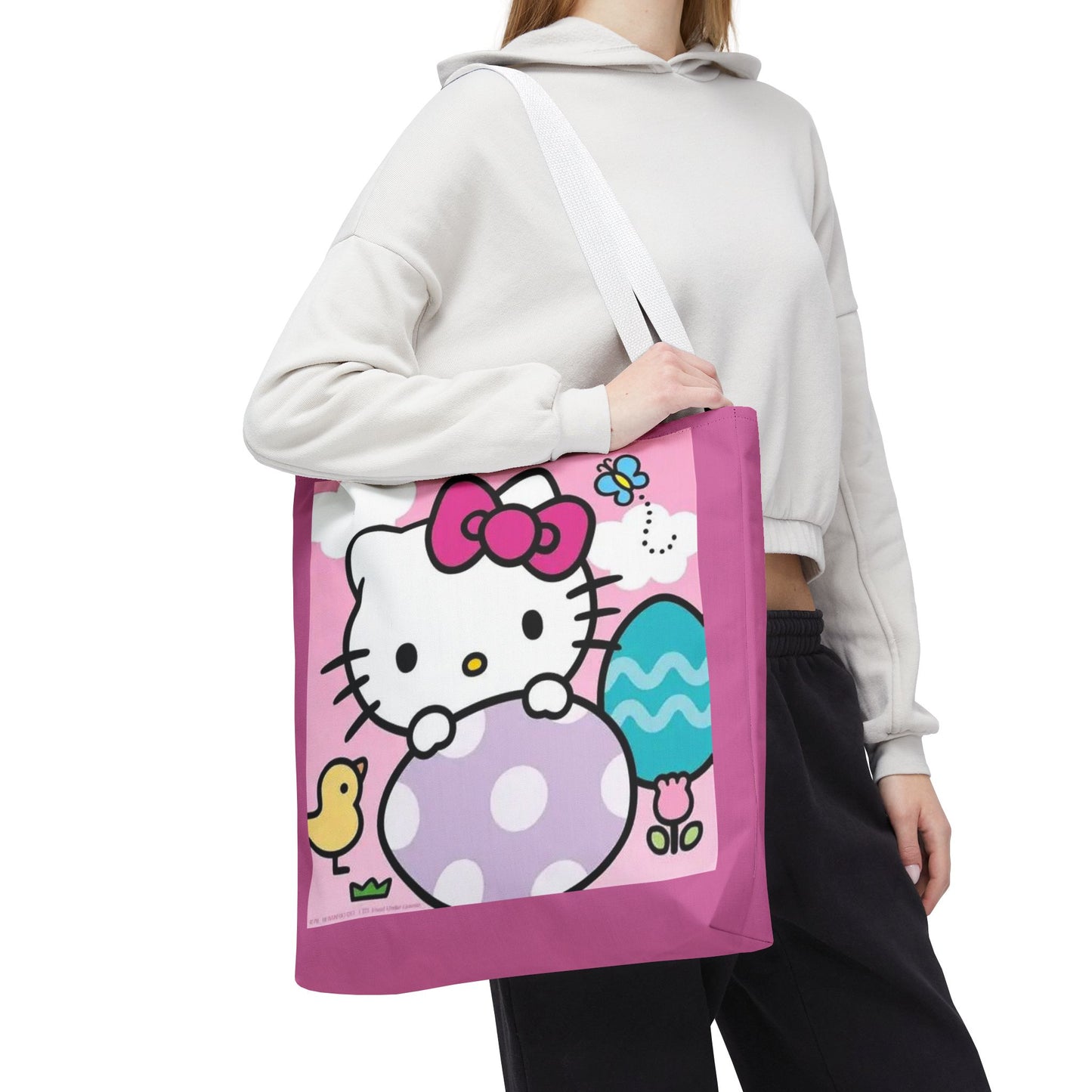 Hello Kitty Easter Tote Bag — Cute Pink Bunny & Egg Spring Shopper