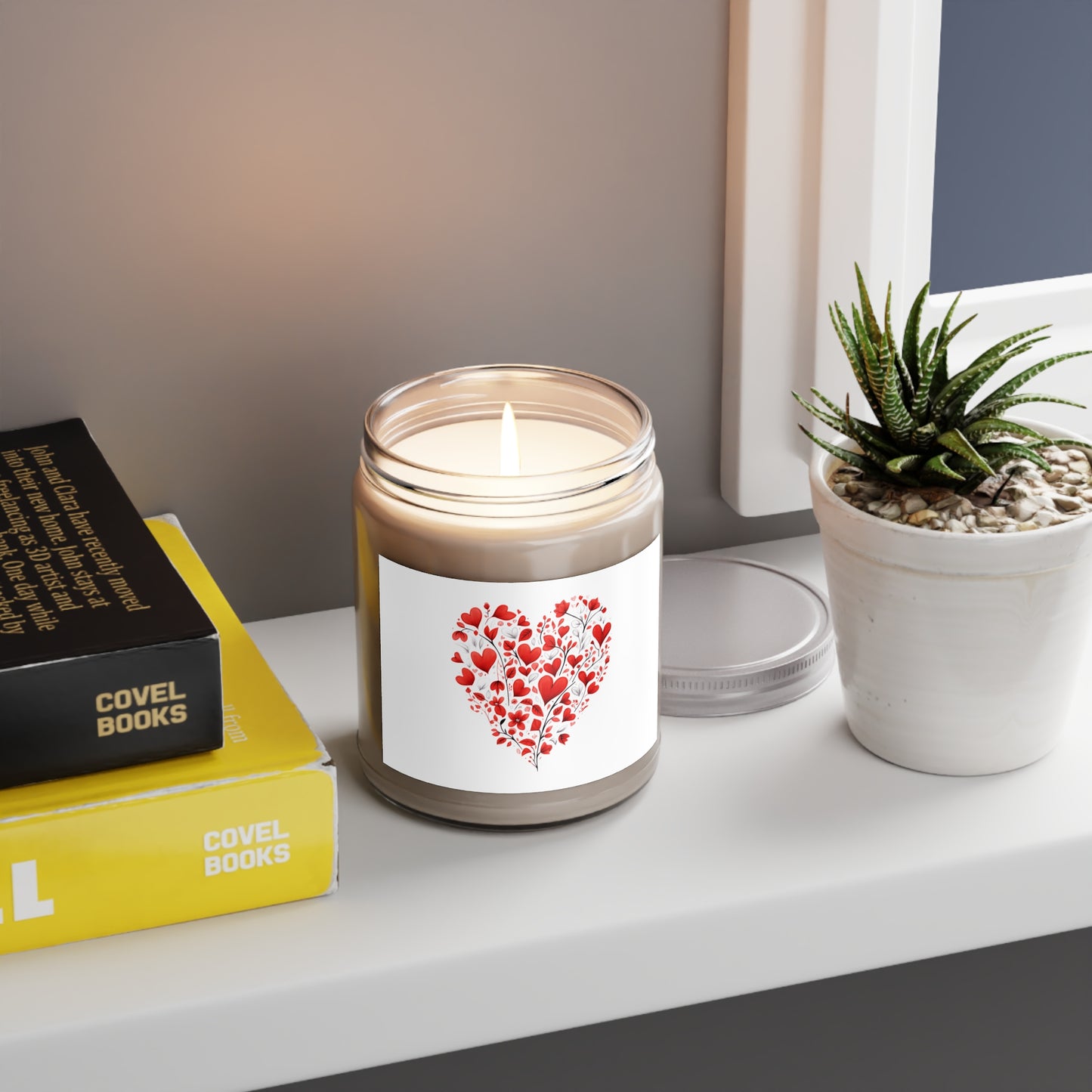 Heart Floral Soy Candle — 9oz Scented Jar (White Lid)