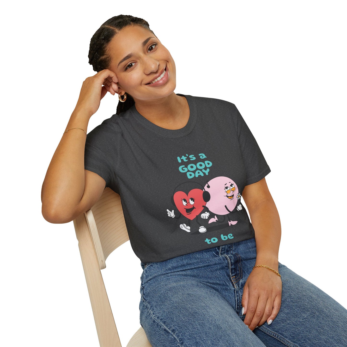 It's a Good Day to Be Happy T-Shirt — Cute Heart & Smile Graphic Tee