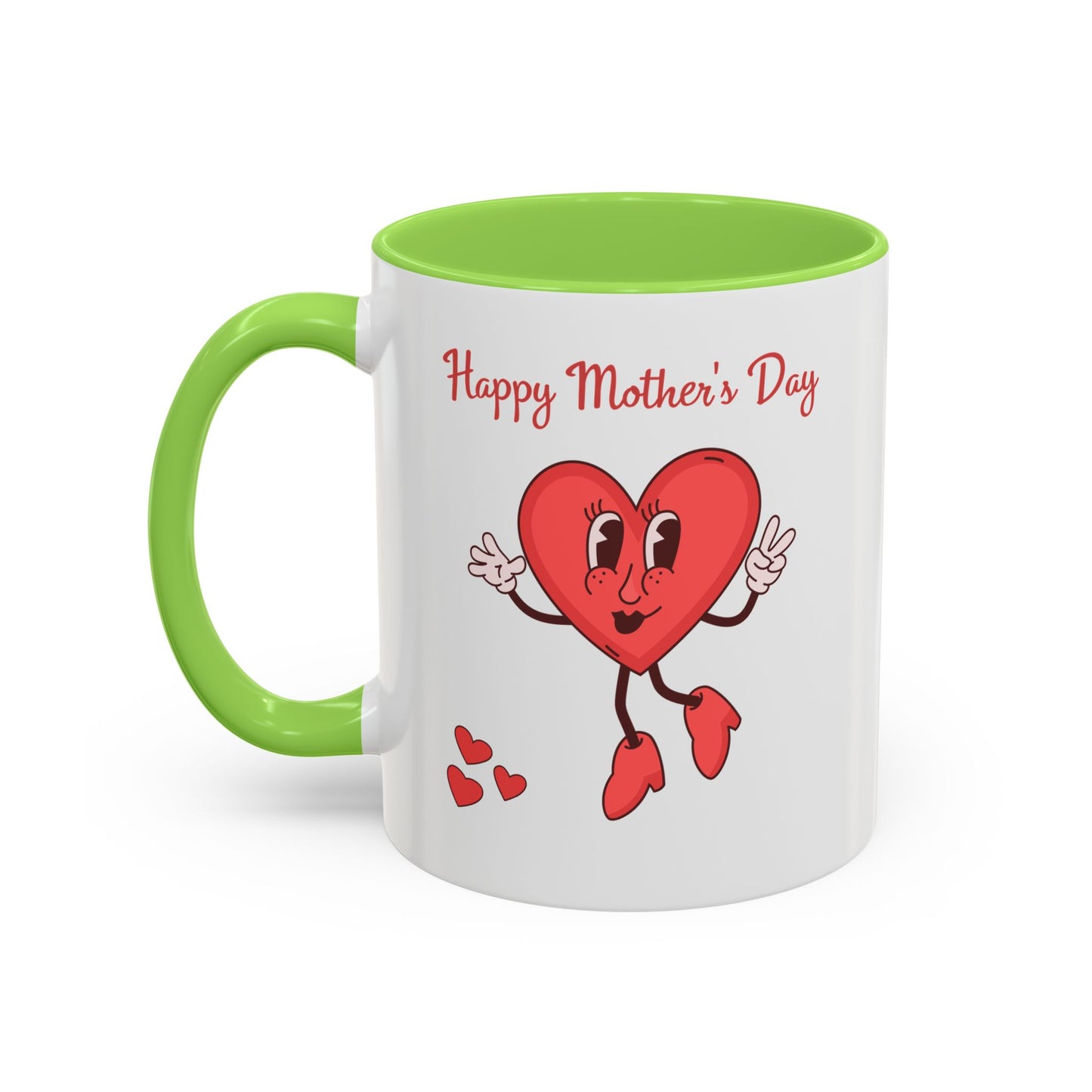 Happy Mother's Day Heart Mug — Cute Retro Heart Mom Coffee Cup (11oz, 15oz)