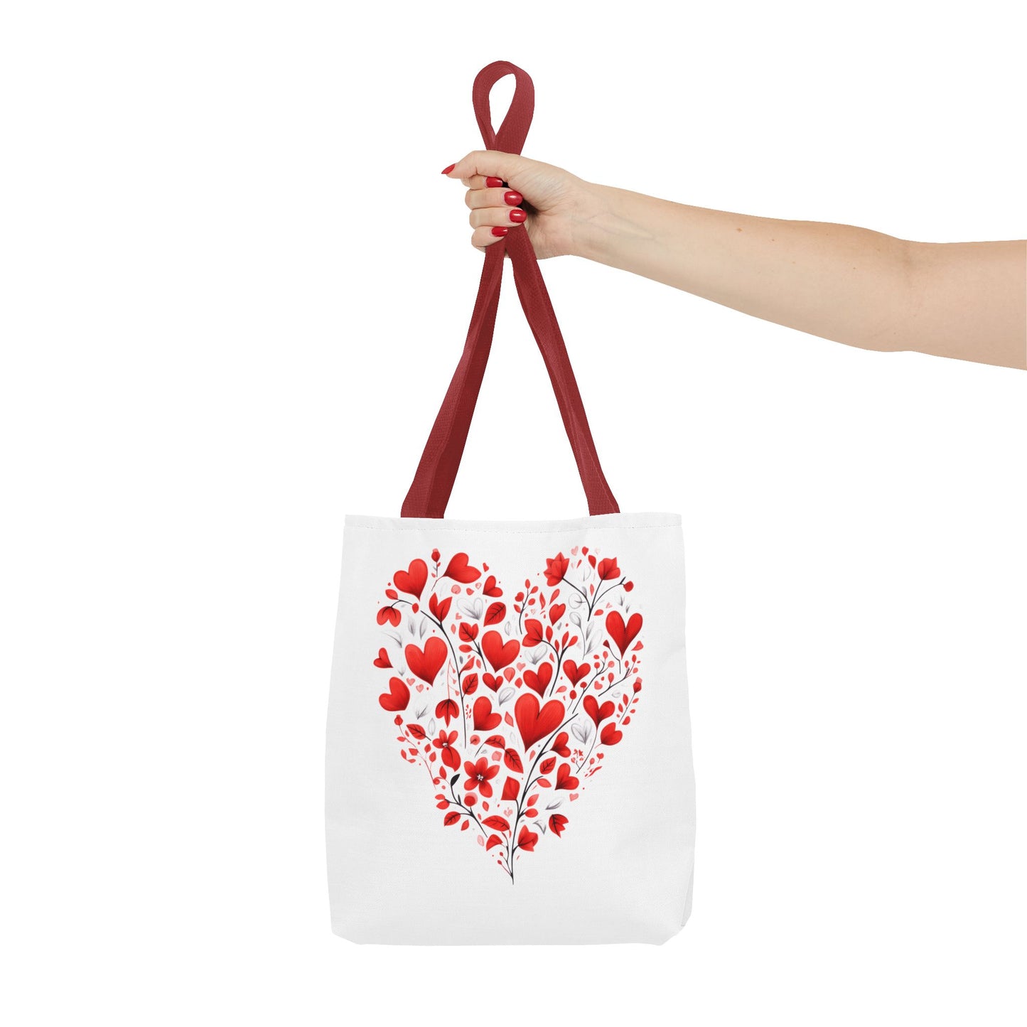 Heart Floral Tote Bag – Romantic Valentine’s Day Canvas Shopper