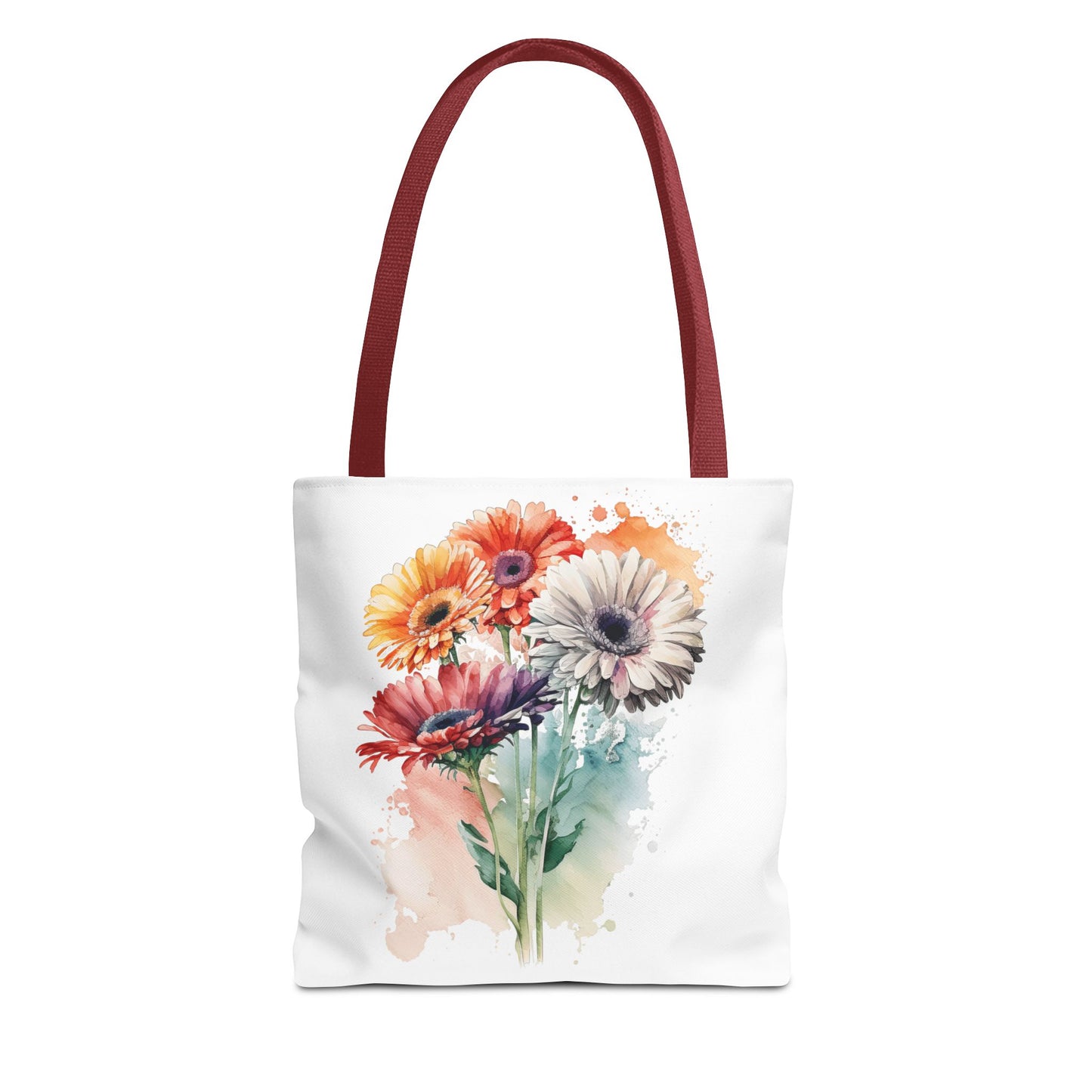 Floral Watercolor Tote Bag — Colorful Gerbera Bouquet All-Over Print