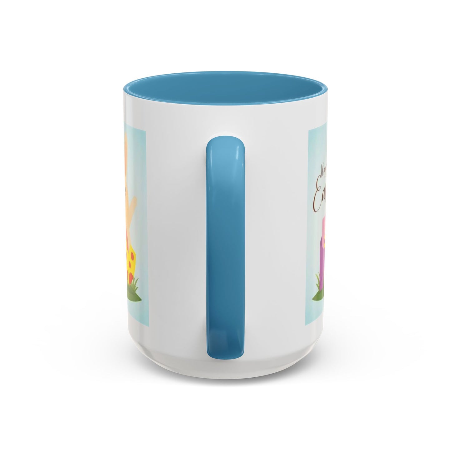 Easter Bunny Accent Coffee Mug – "Happy Easter" Spring Bunny & Egg Design (11/15oz)