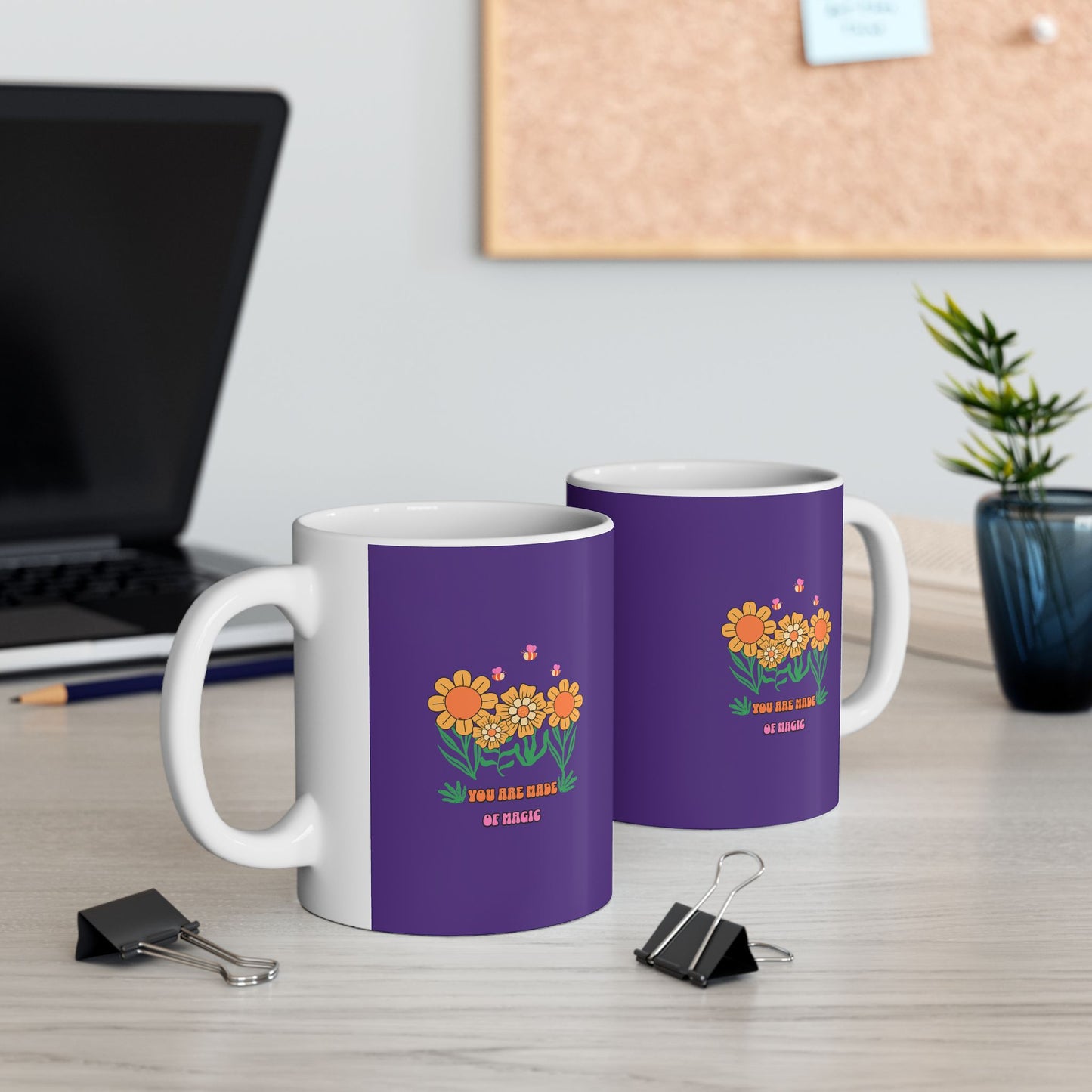 Purple Floral Ceramic Mug — Colorful Sunflower Bouquet Coffee Cup (11oz & 15oz)