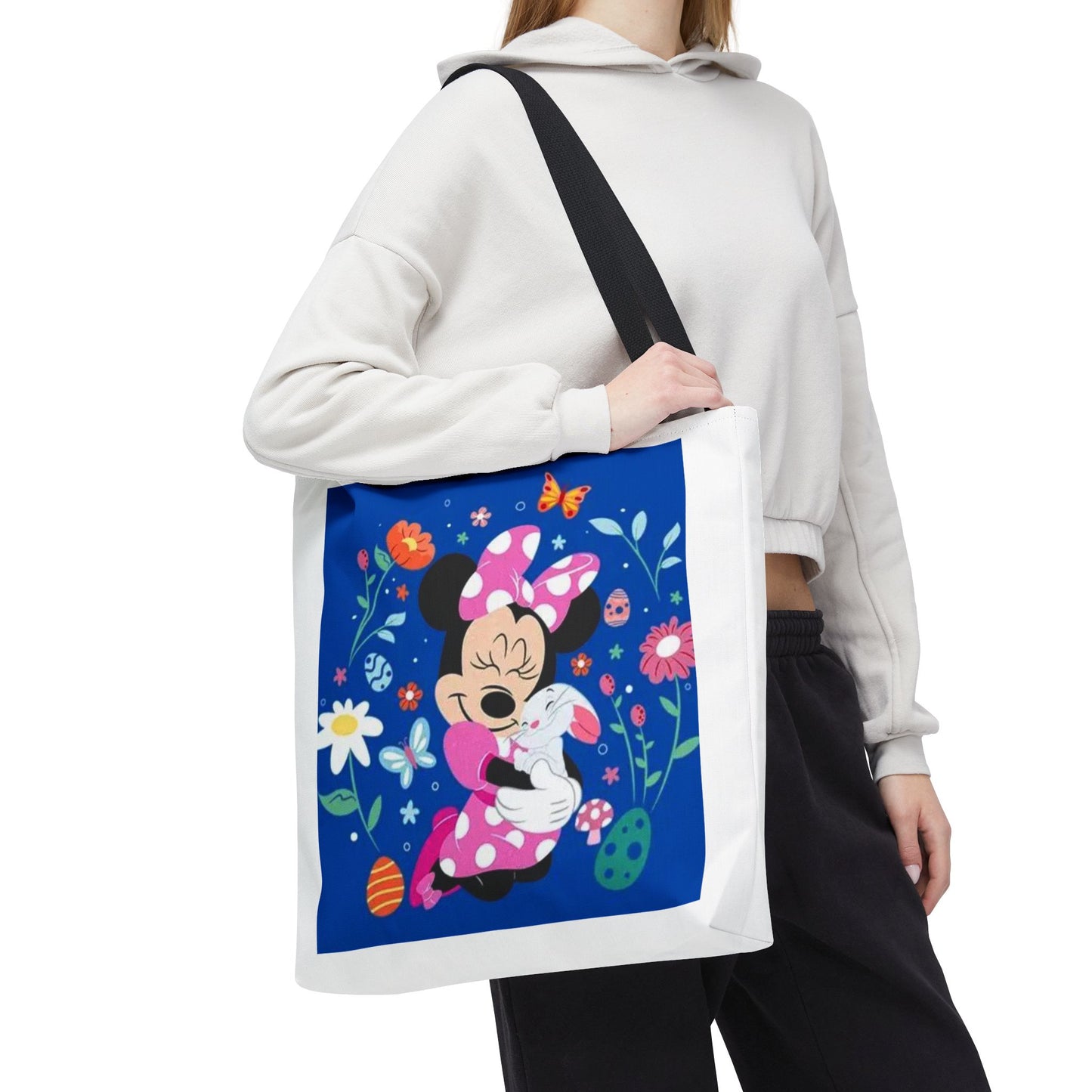 Floral Minnie Bunny Tote Bag — Cute Easter Canvas Carryall