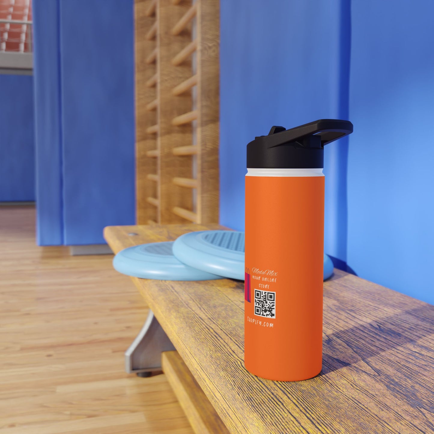 Personalized Orange Travel Water Bottle — Custom Name Stainless Steel Bottle