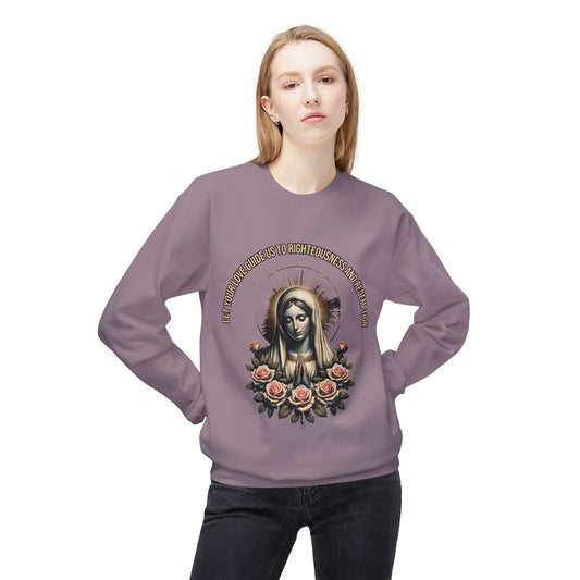 Virgin Mary Floral Sweatshirt — 'She Will Be Comfort For Those Who Mourn' Religious Crewneck