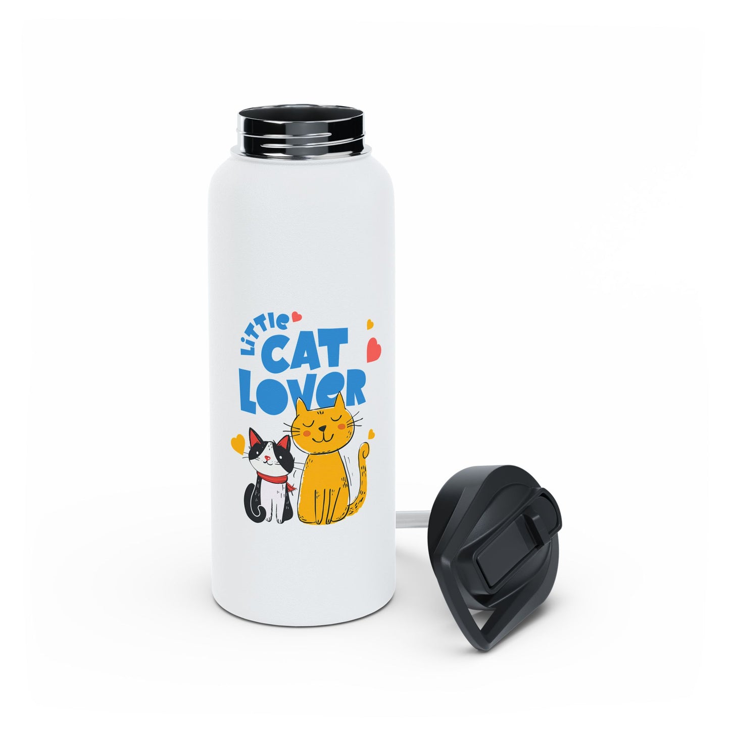 Little Cat Lover Stainless Steel Water Bottle — Cute Cartoon Cat Travel Bottle
