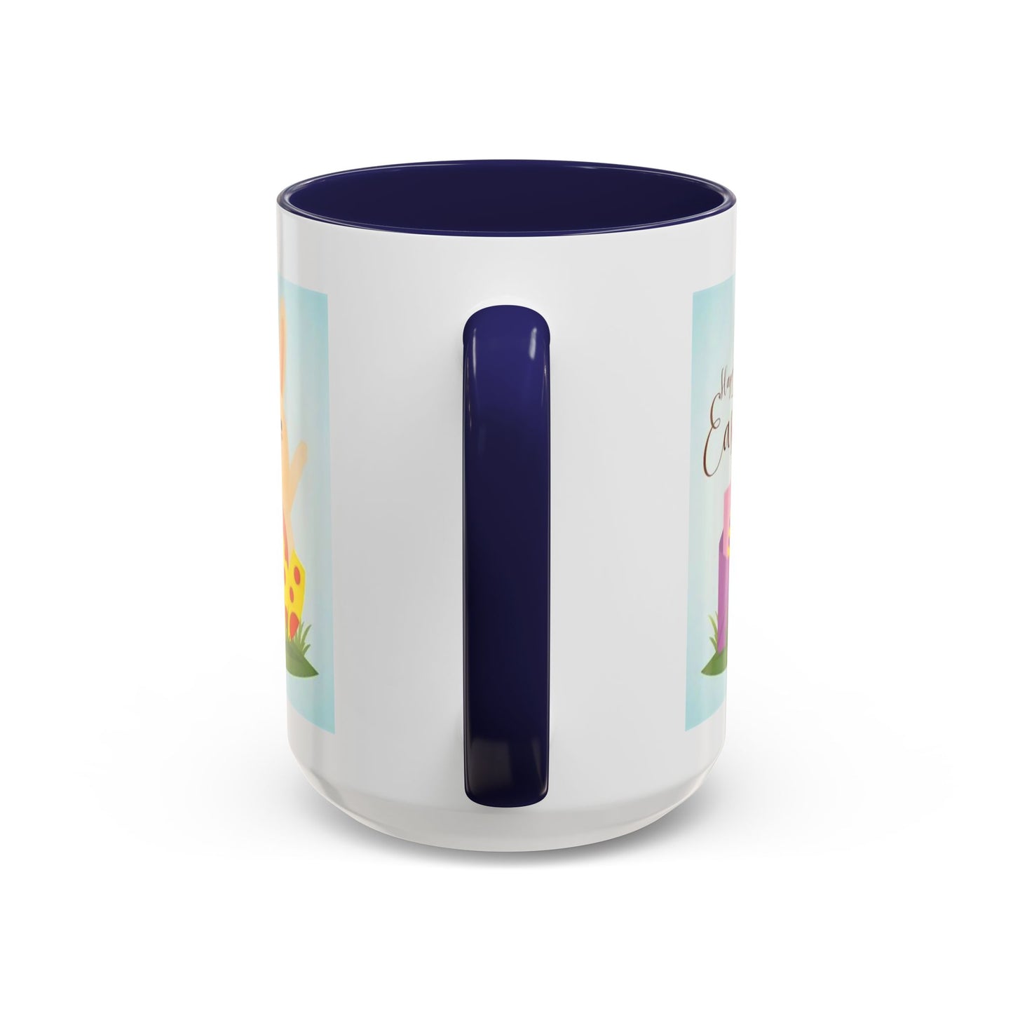 Easter Bunny Accent Coffee Mug – "Happy Easter" Spring Bunny & Egg Design (11/15oz)