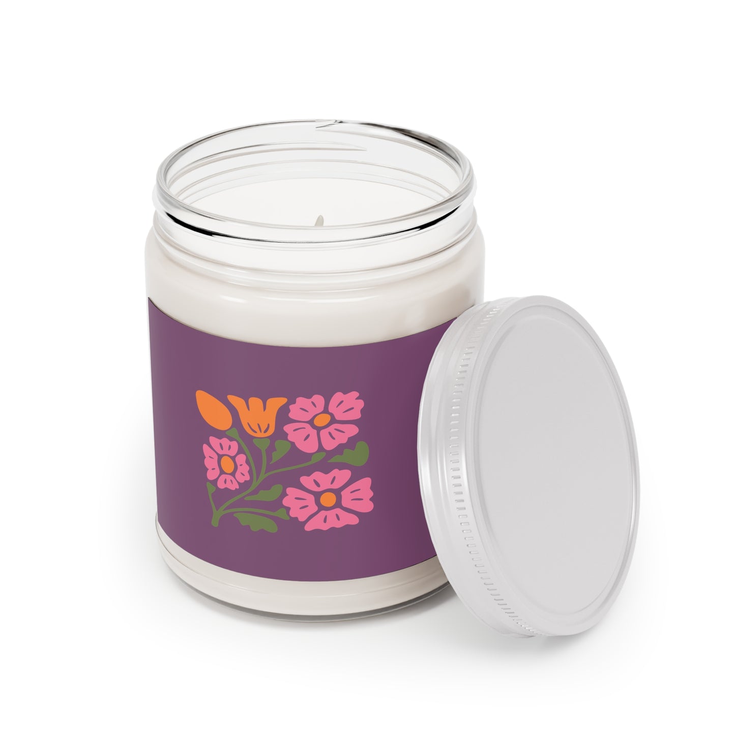 Floral Soy Candle 9oz — Hand-Poured Scented Candle with White Lid