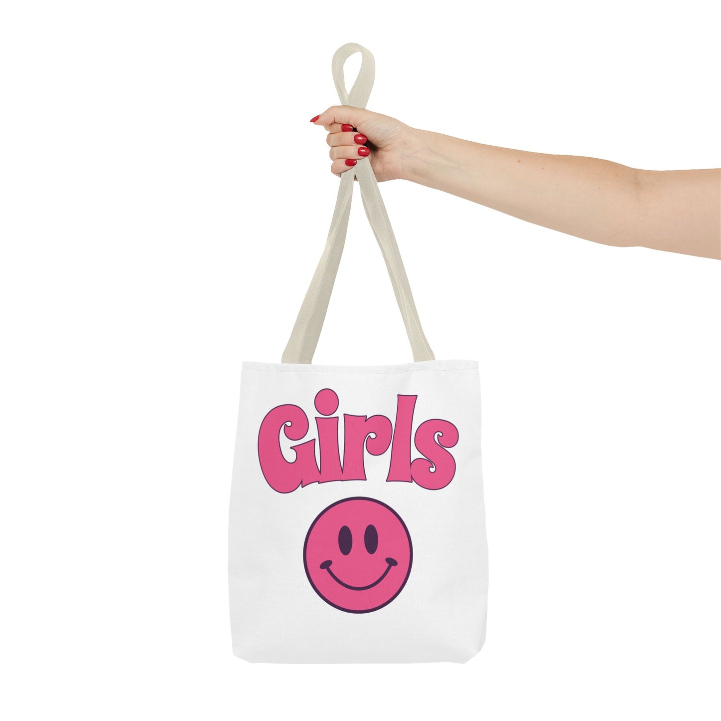 Girls Pink Smile Tote Bag — Cute Retro Smiley Shopper