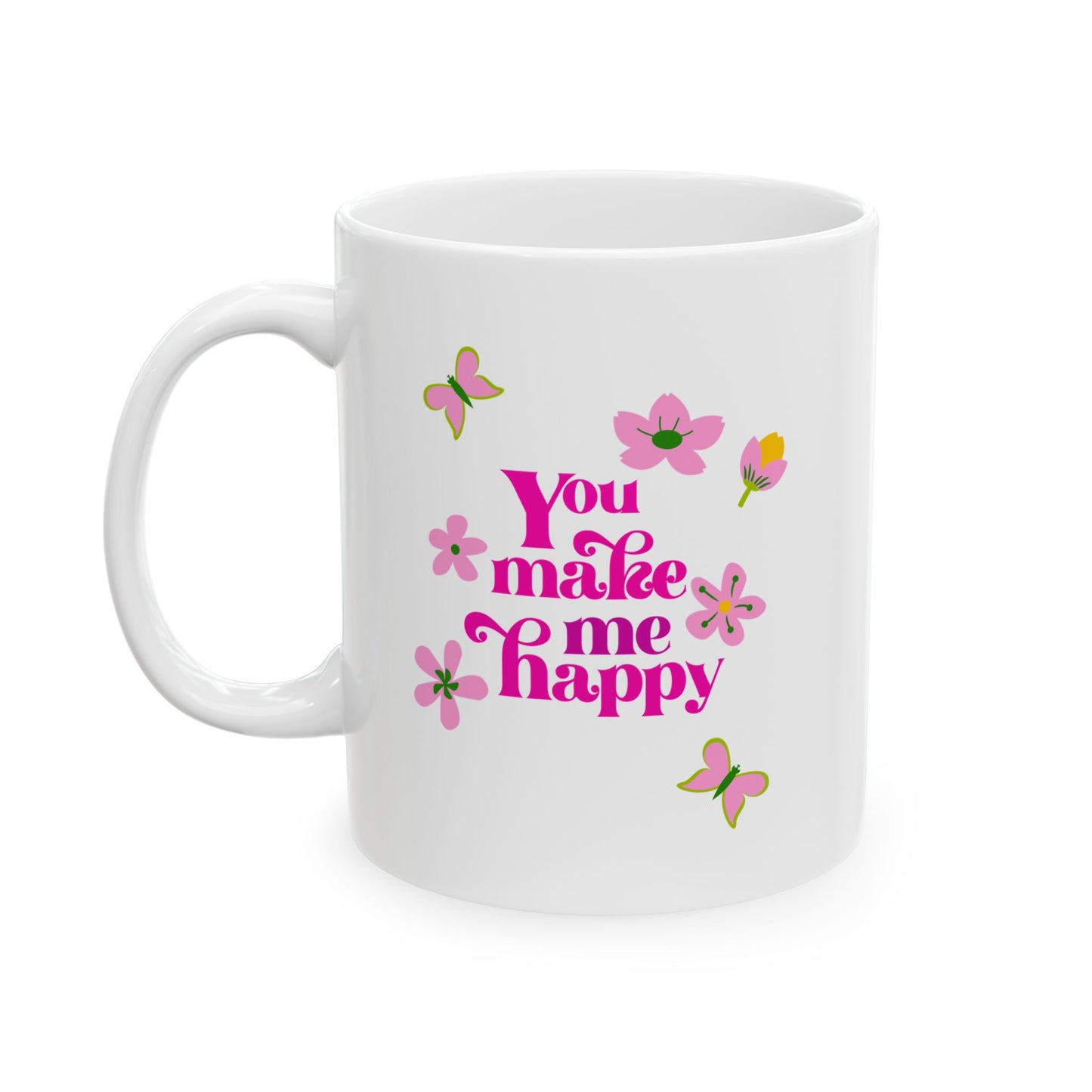 Floral Pink Cherry Blossom Ceramic Mug – Cute Spring Coffee Cup (11oz/15oz)