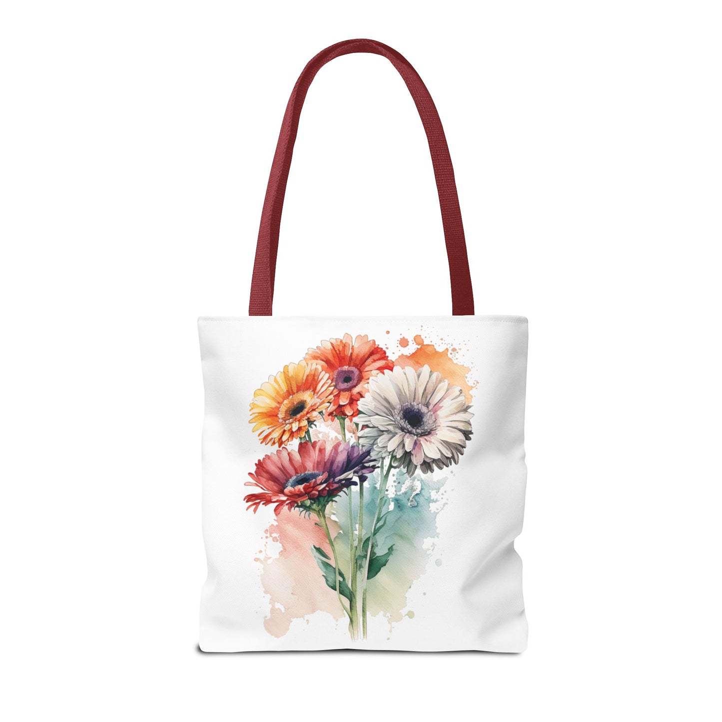 Floral Watercolor Tote Bag — Colorful Gerbera Bouquet All-Over Print