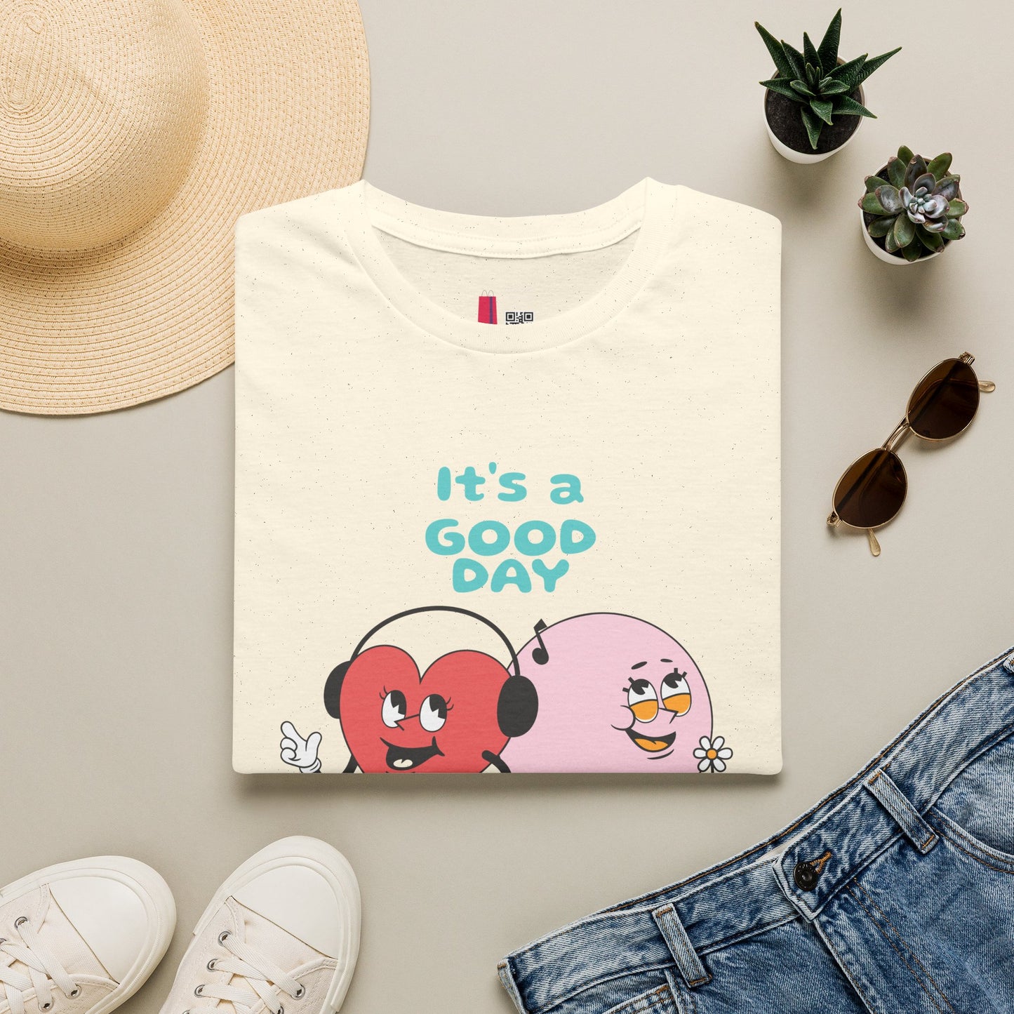 It's a Good Day to Be Happy T-Shirt — Cute Heart & Smile Graphic Tee