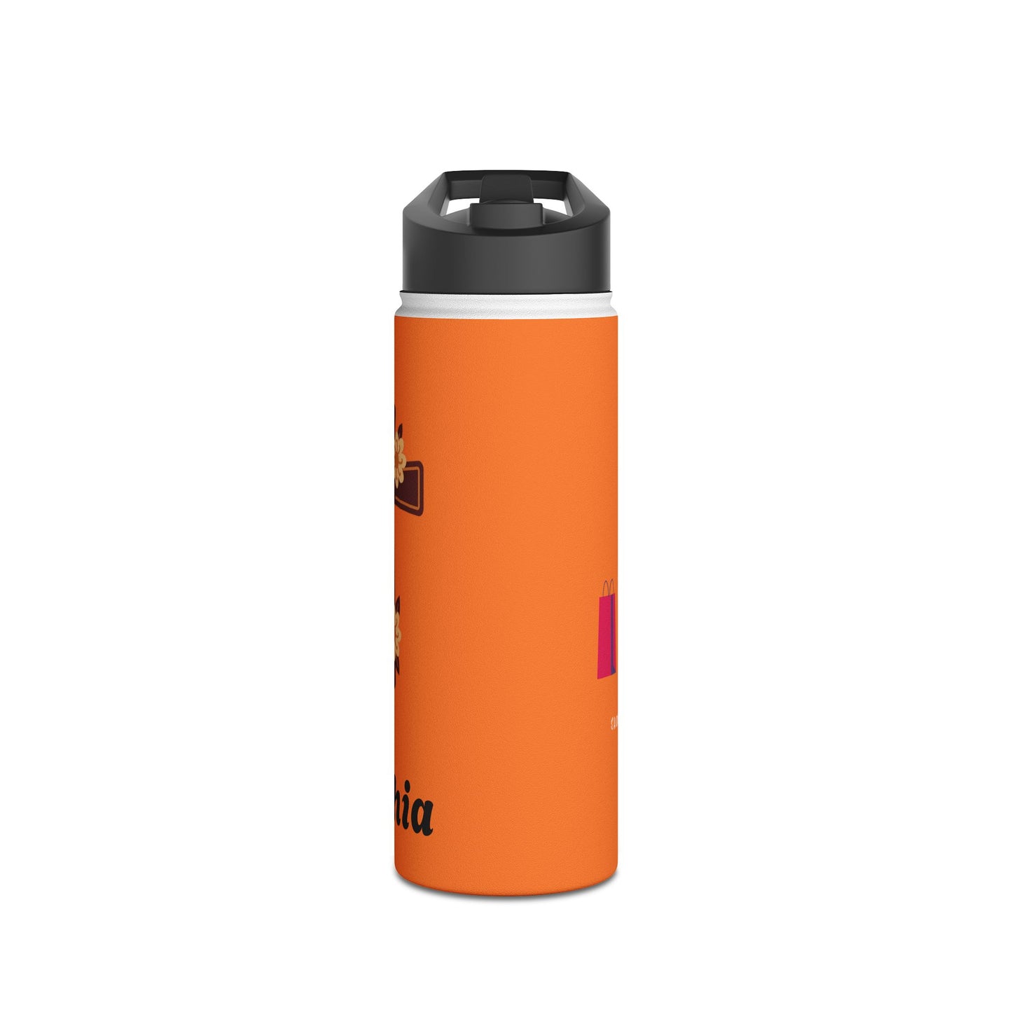 Personalized Orange Travel Water Bottle — Custom Name Stainless Steel Bottle