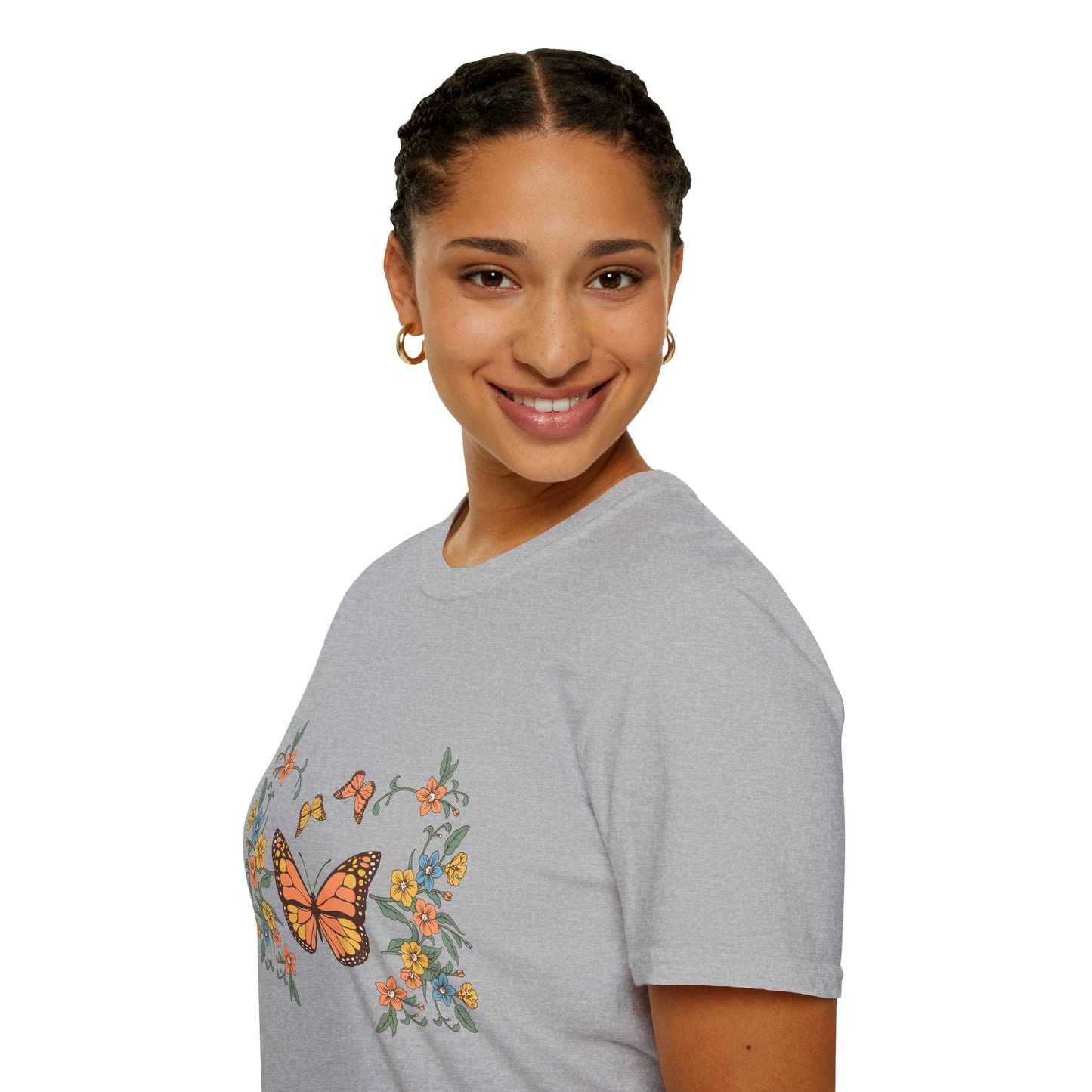 Monarch Butterfly Floral Tee — Vintage Botanical Butterfly T-Shirt
