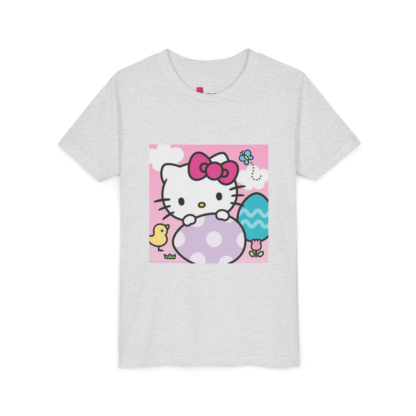 Hello Kitty Easter Youth Tee — Cute Bunny & Eggs Spring Shirt