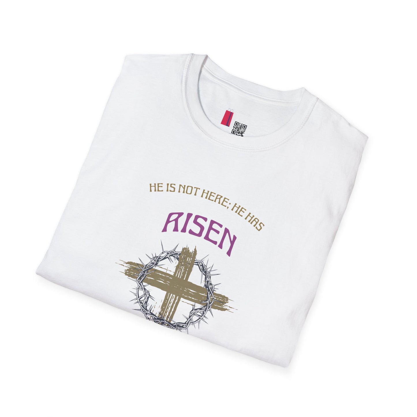 Christian Risen Cross T-Shirt — "He Is Not Here, He’s Risen" Easter Tee