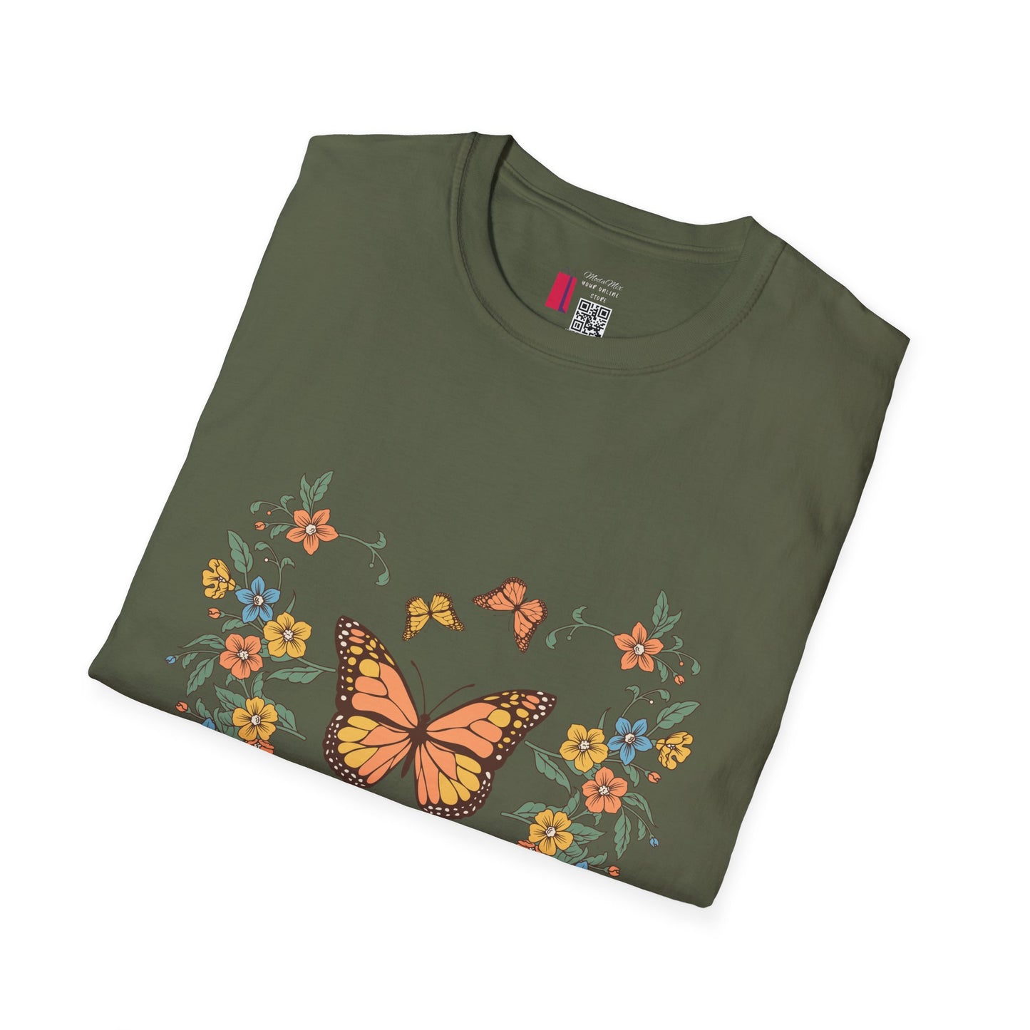 Monarch Butterfly Floral Tee — Vintage Botanical Butterfly T-Shirt