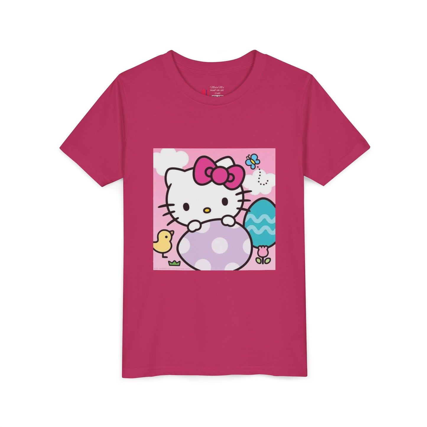 Hello Kitty Easter Youth Tee — Cute Bunny & Eggs Spring Shirt