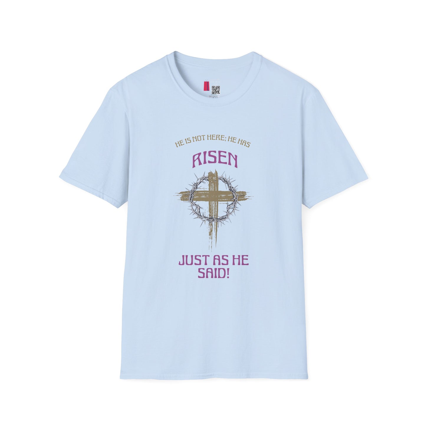 Christian Risen Cross T-Shirt — "He Is Not Here, He’s Risen" Easter Tee