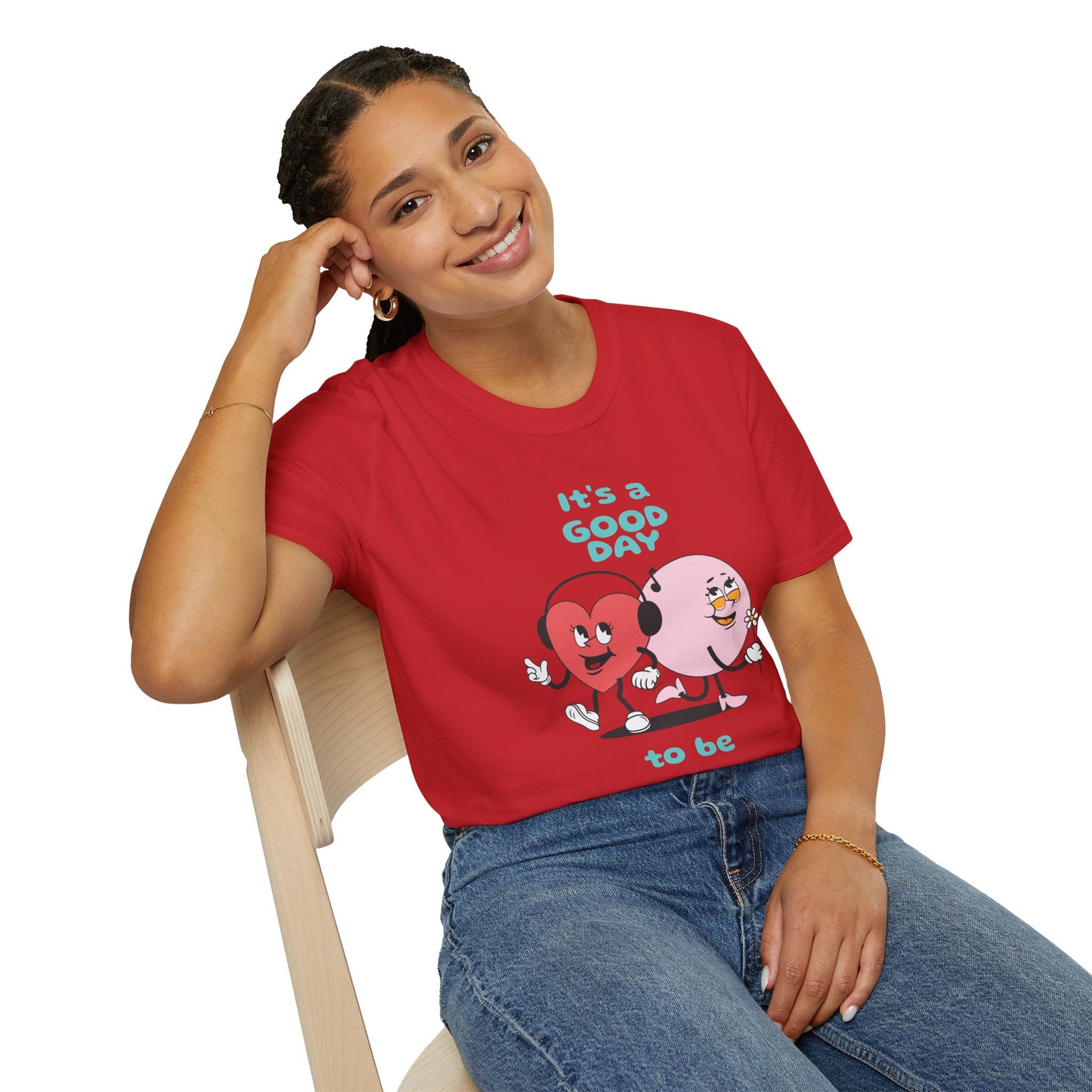 It's a Good Day to Be Happy T-Shirt — Cute Heart & Smile Graphic Tee