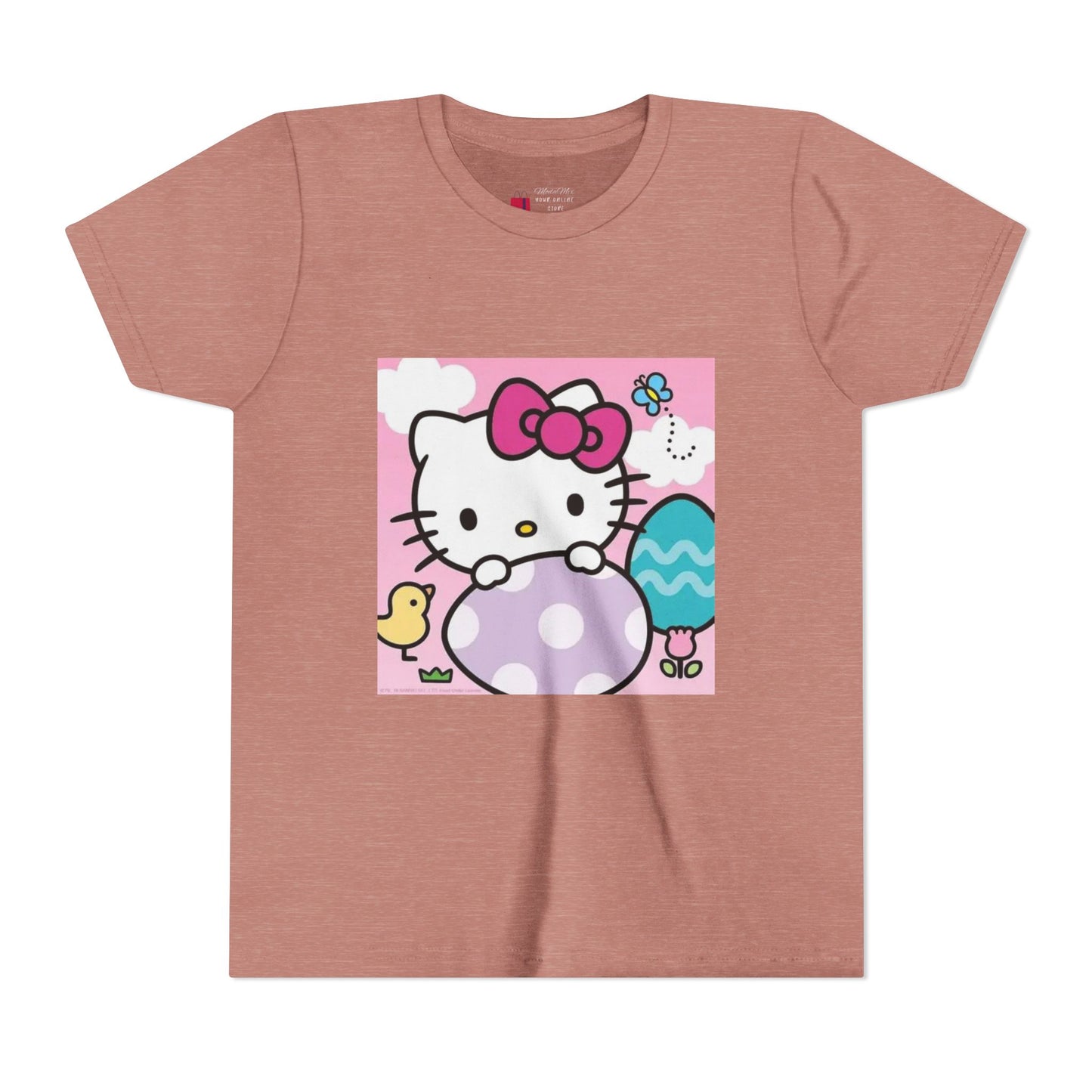 Hello Kitty Easter Youth Tee — Cute Bunny & Eggs Spring Shirt