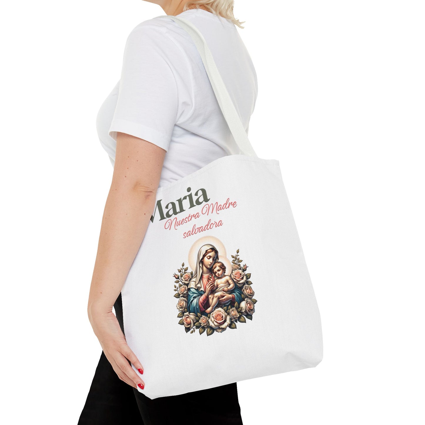 Faith Maria Jesus Tote Bag — Religious Faith All-Over Print Tote