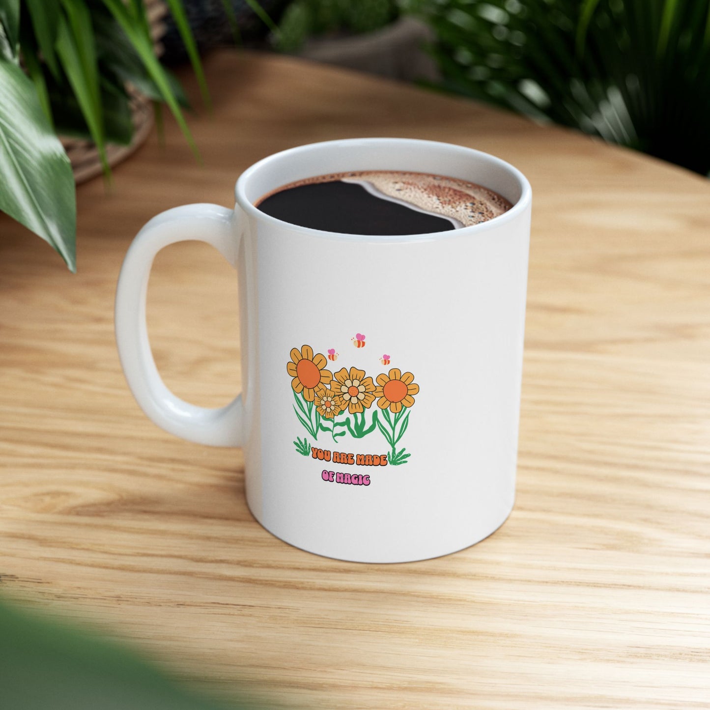 Floral Bloom Ceramic Mug — Orange Watercolor Flower Coffee Cup (11oz, 15oz)