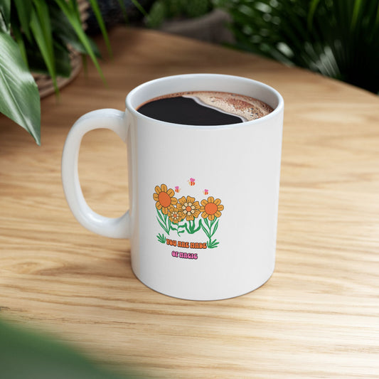 Floral Bloom Ceramic Mug — Orange Watercolor Flower Coffee Cup (11oz, 15oz)
