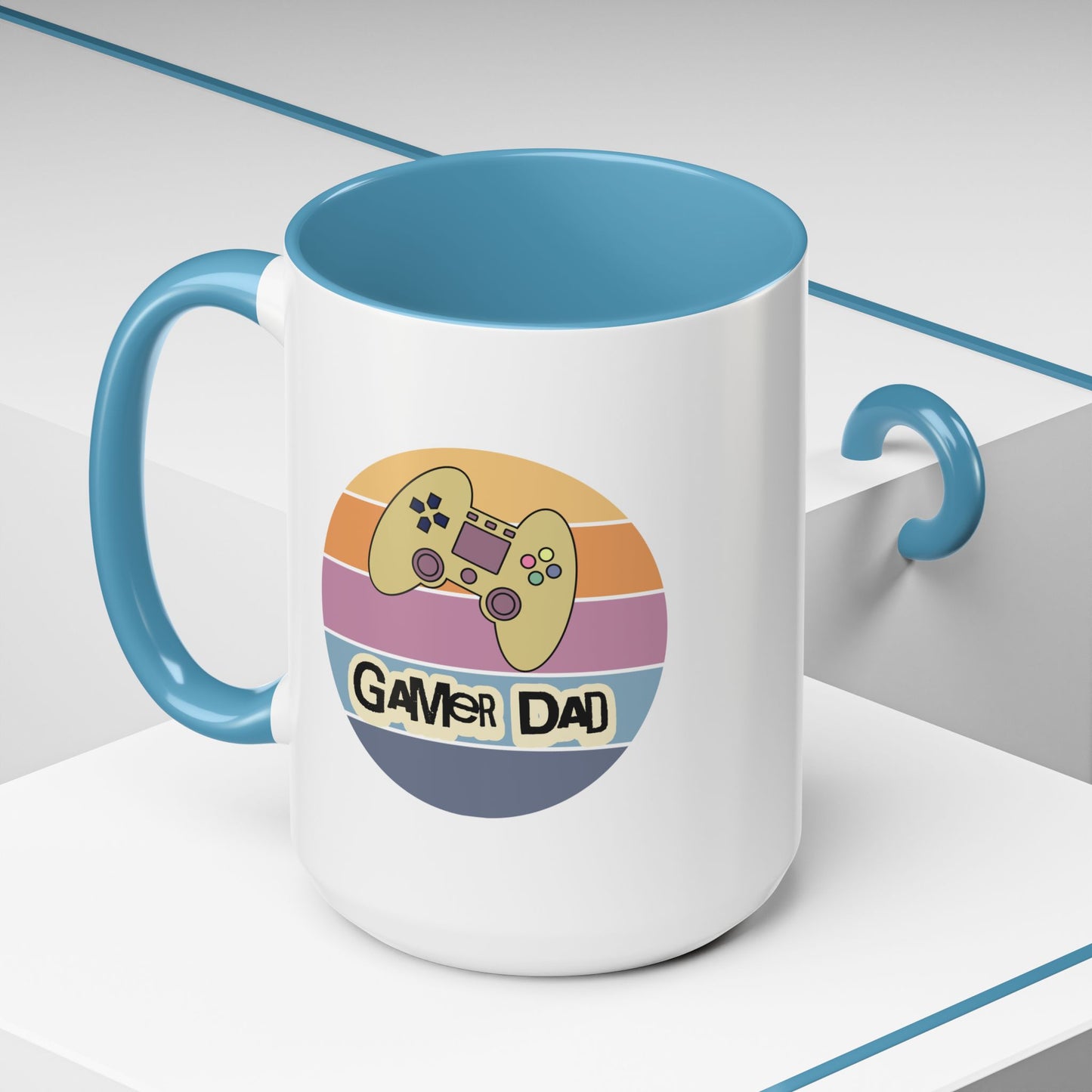 Gamer Dad Coffee Mug — Retro Controller Accent Mug (11/15 oz)