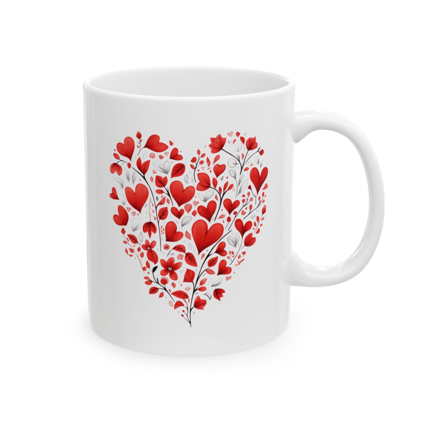 Valentine Heart Pattern Ceramic Mug — Romantic Love Gift (11oz & 15oz)