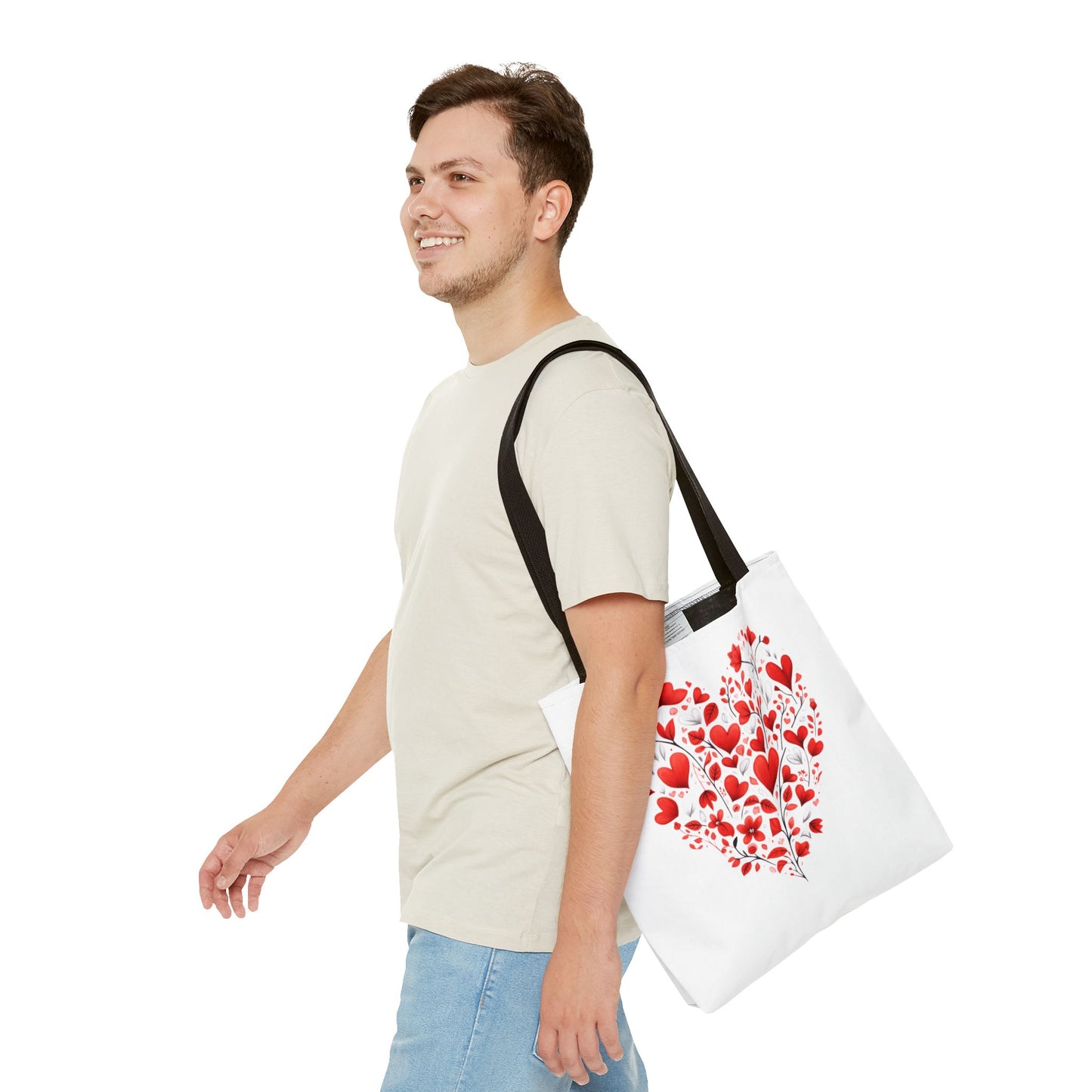Heart Floral Tote Bag – Romantic Valentine’s Day Canvas Shopper