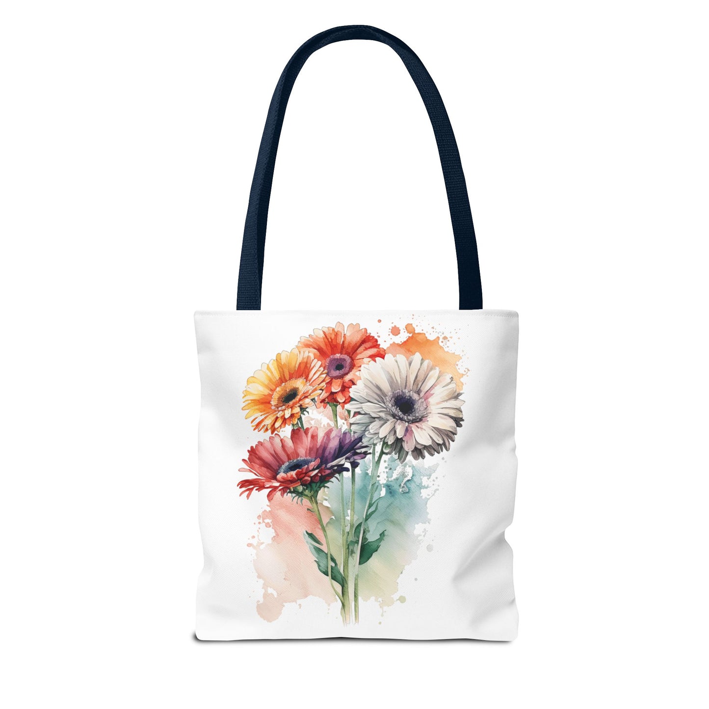 Floral Watercolor Tote Bag — Colorful Gerbera Bouquet All-Over Print