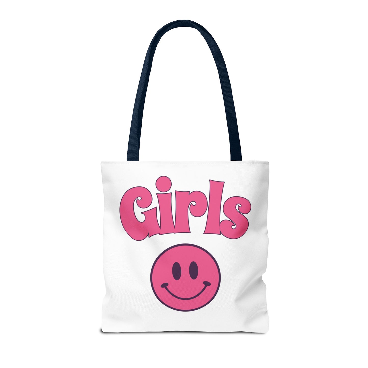 Girls Pink Smile Tote Bag — Cute Retro Smiley Shopper