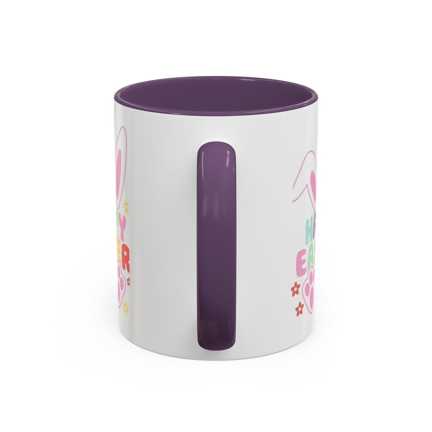 Happy Easter Bunny Accent Coffee Mug — Pink Interior 11/15oz