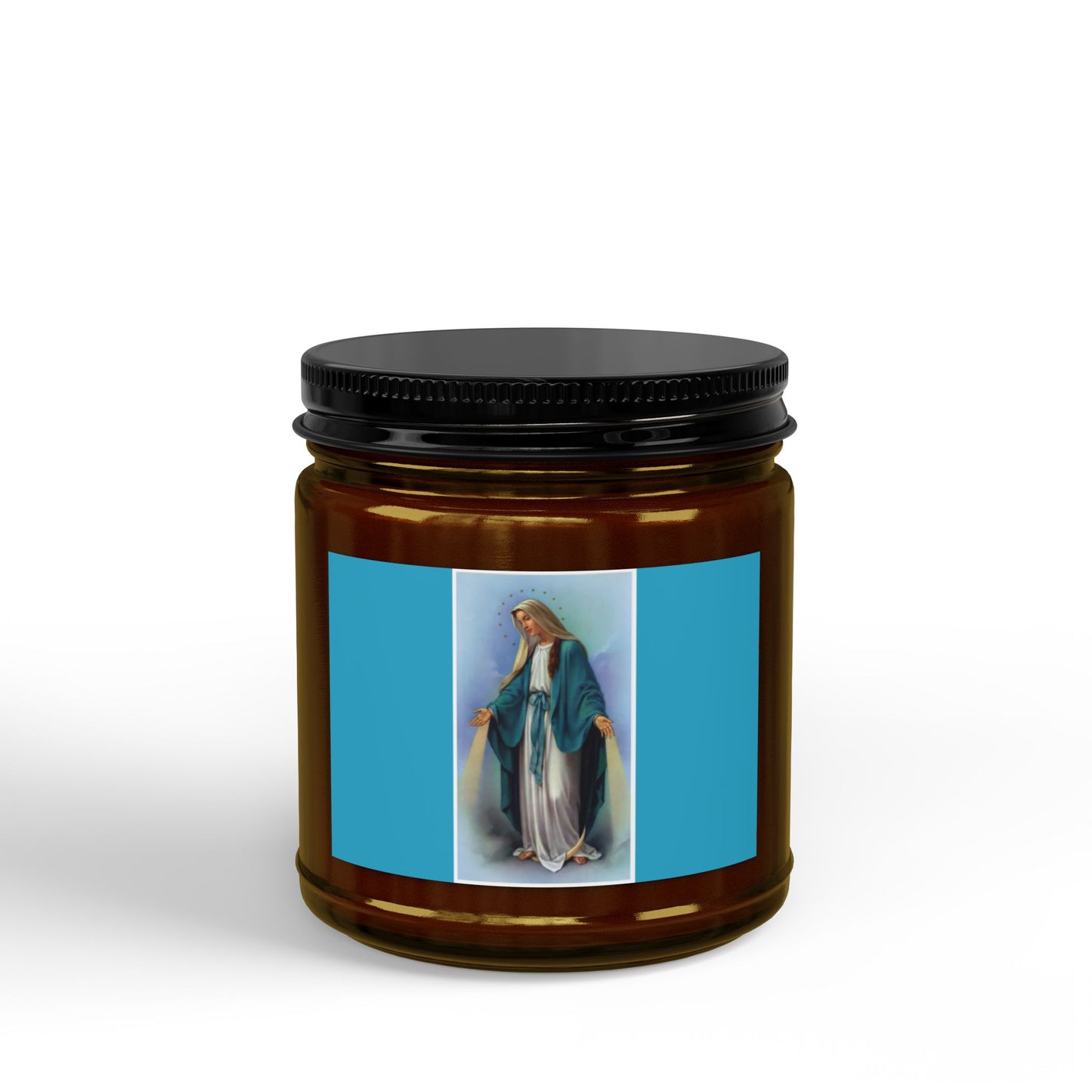 Our Lady Devotional Soy Candle — 4oz & 9oz Scented Jar with Black Lid